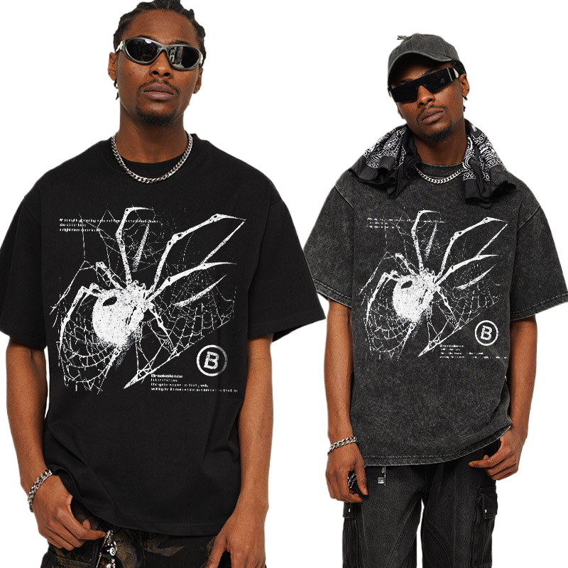 Y2K Spider Print Washed Cotton Tee - photo 3