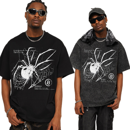 Y2K Spider Print Washed Cotton Tee - photo 3