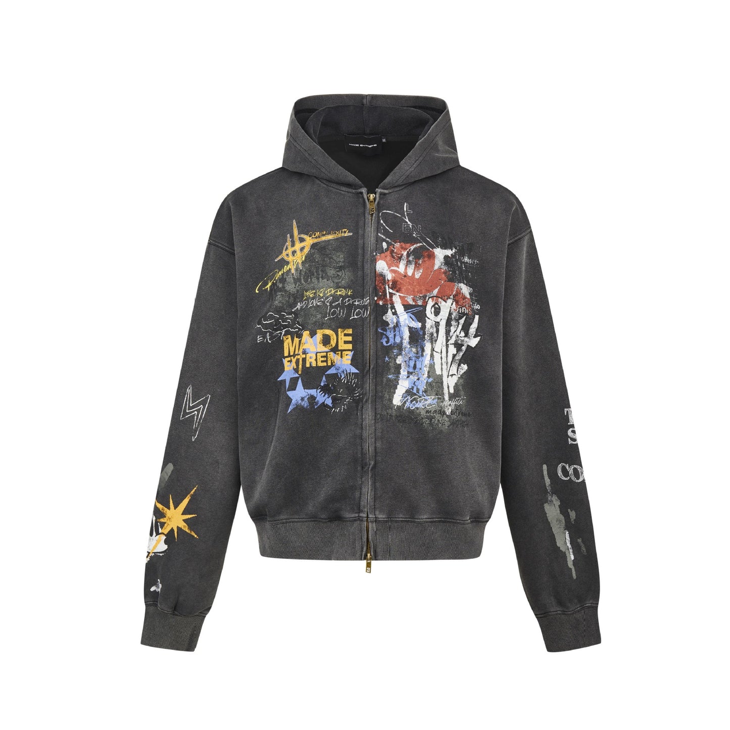 Oversized Graffiti Hooded Cardigan
