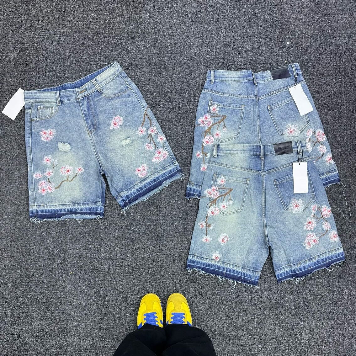 Men's Cherry Blossom Denim Shorts