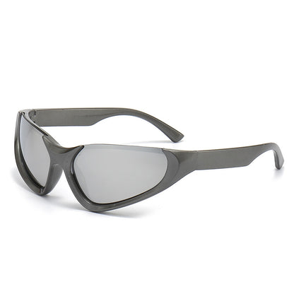 Erabyte Punk Style Half Frame Sunglasses with gray lenses, designed for outdoor cycling, featuring a sleek, modern look.