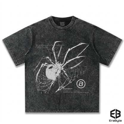Y2K Spider Print Washed Cotton Tee