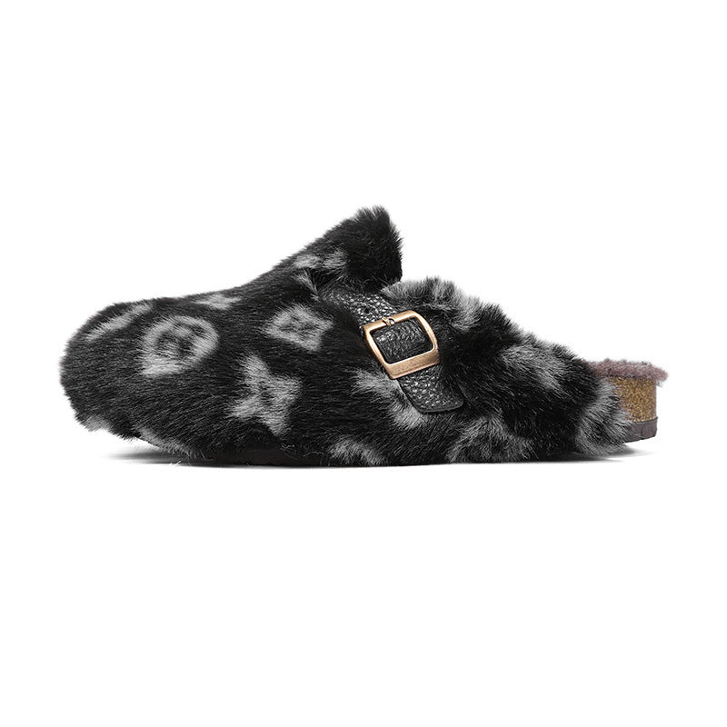 Plush Cotton Slippers with Thick Sole