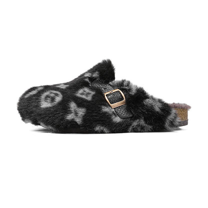 Plush Cotton Slippers with Thick Sole