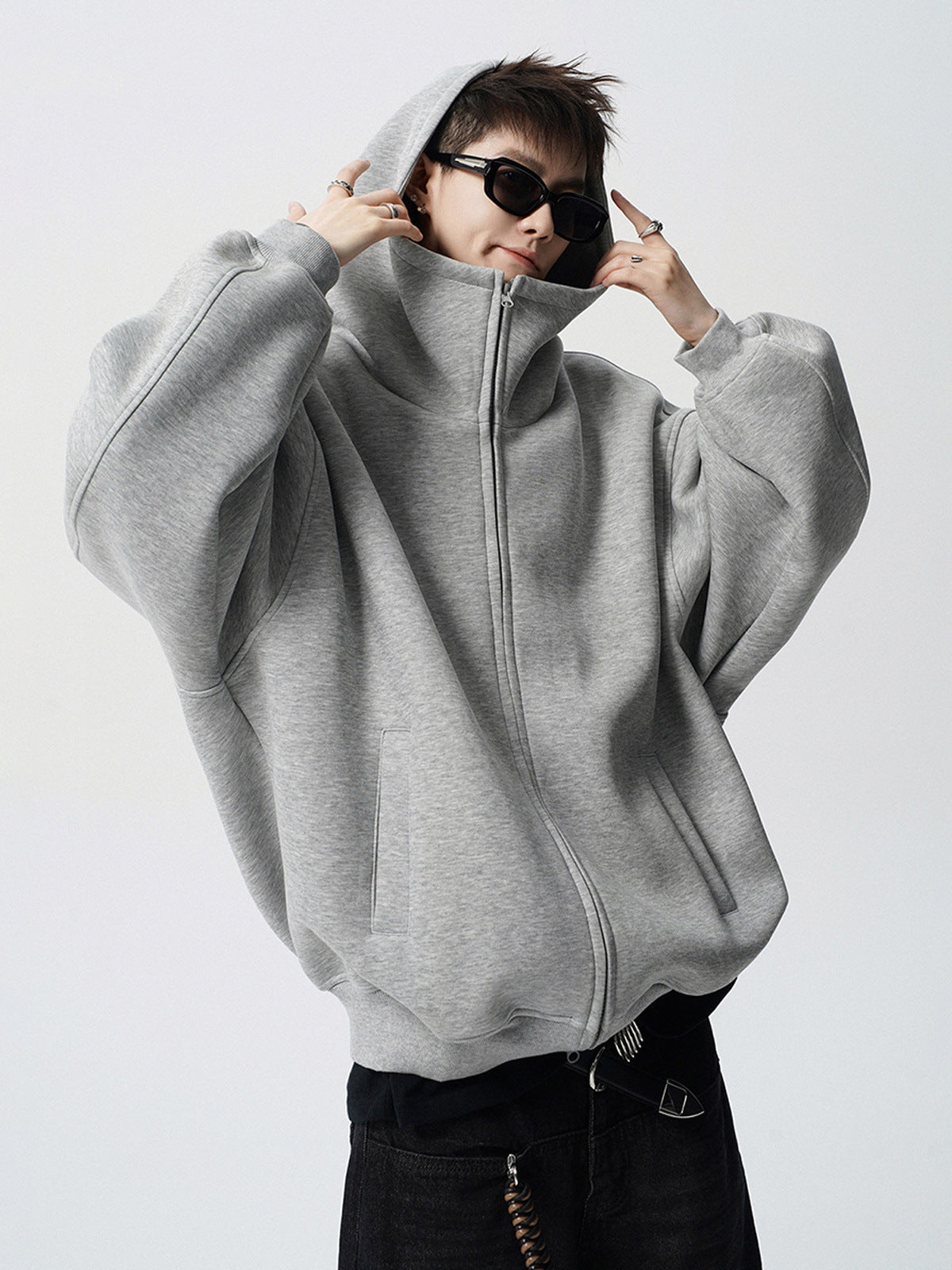 Heavyweight Mens Hooded Cardigan Sweatshirt