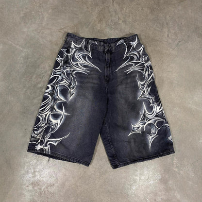 Retro Gothic Denim Shorts