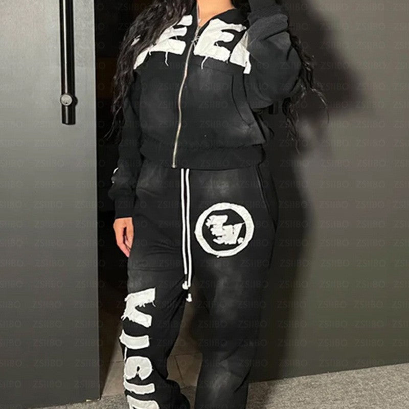 Retro Letter Print Hoodie