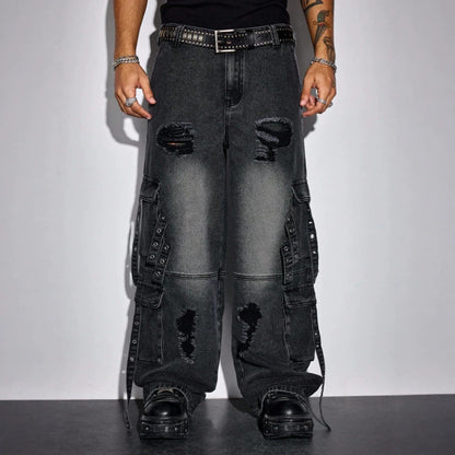Vintage Washed Wide-Leg Jeans