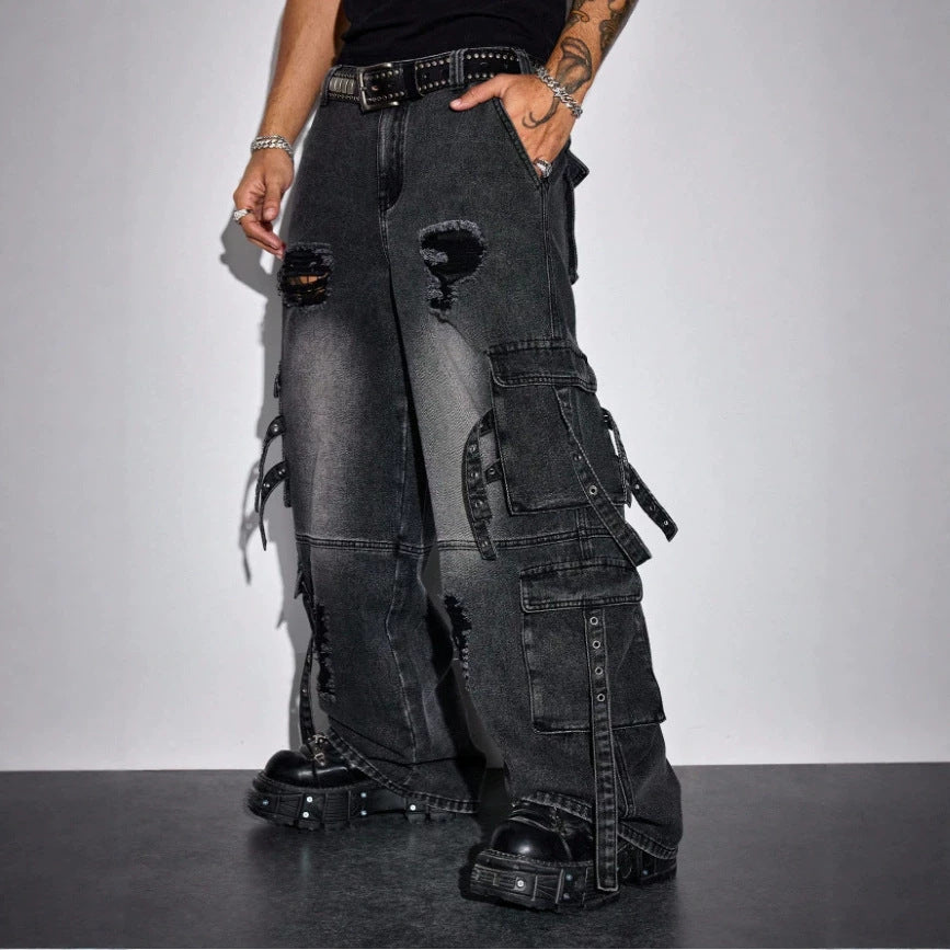 Vintage Washed Wide-Leg Jeans