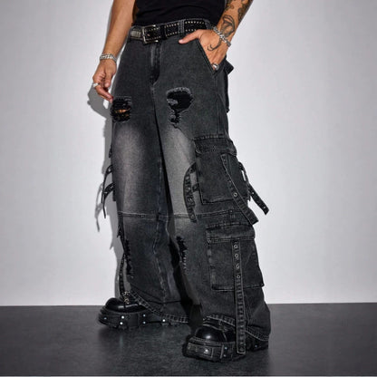 Vintage Washed Wide-Leg Jeans
