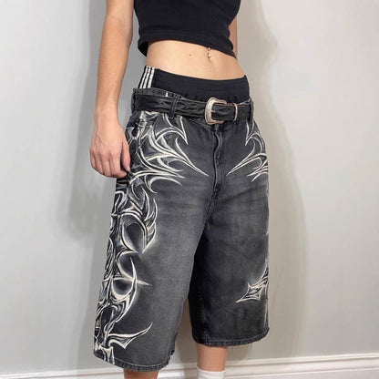 Retro Gothic Denim Shorts