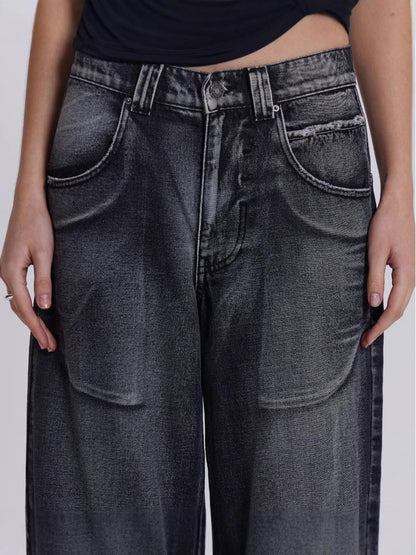 Vintage Gradient Wash Wide Leg Jeans
