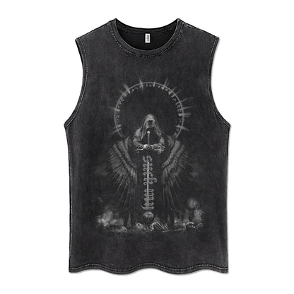 Washed Cotton Sleeveless Shirt