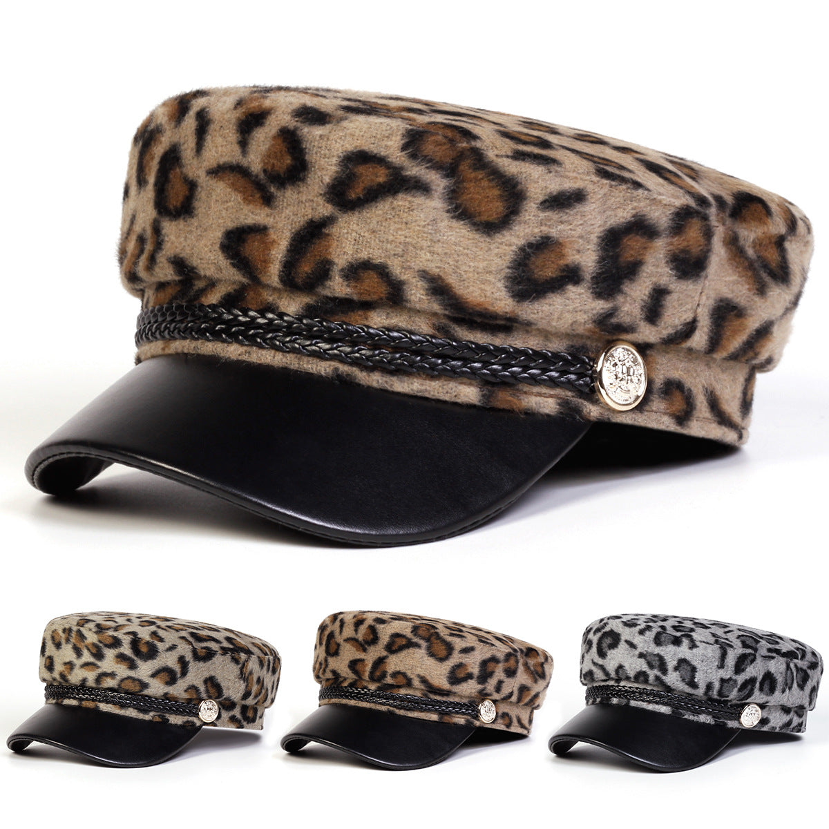 Leopard Print Octagonal Cap