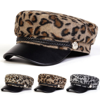 Leopard Print Octagonal Cap