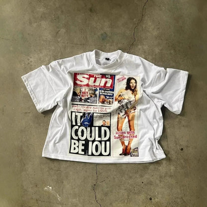 Oversized Graphic Print Cotton Tee