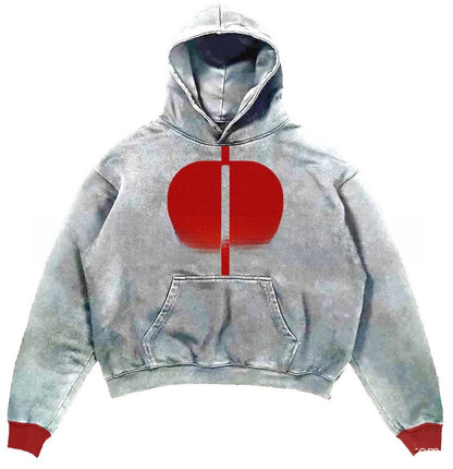 Digital Print Hooded Long-Sleeve Top