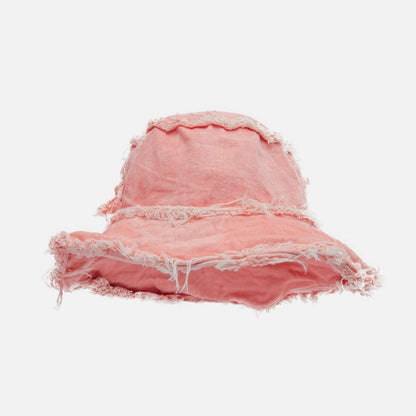 Distressed Denim Wide-Brim Bucket Hat