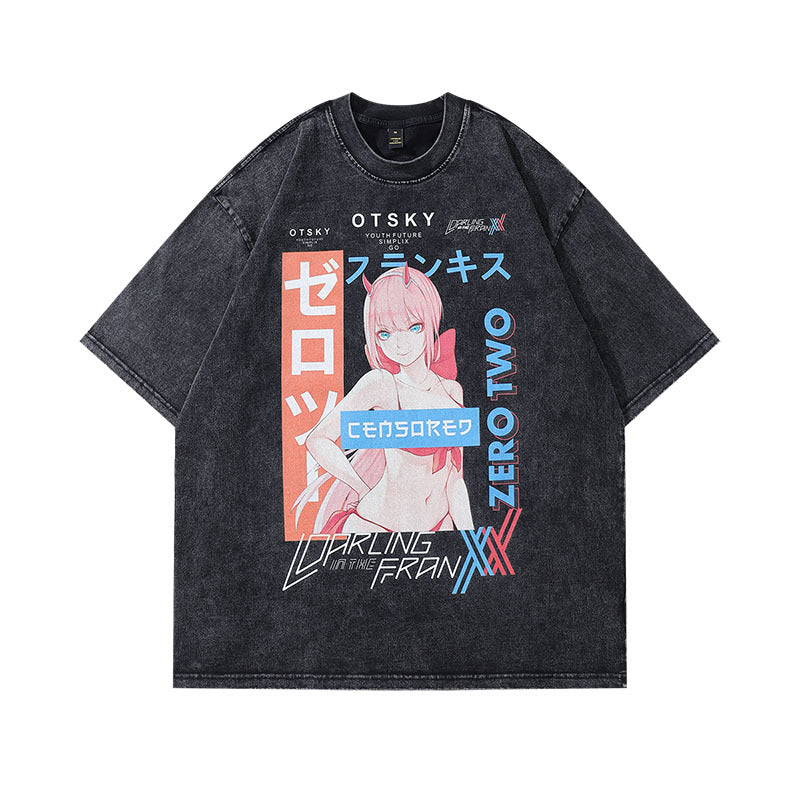 Cartoon Print Washed Tee