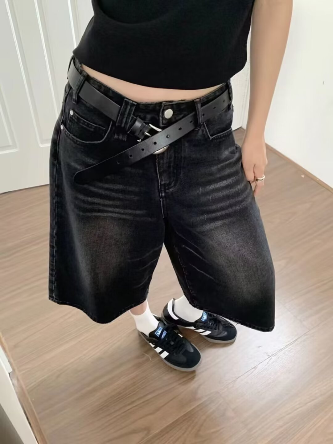 Vintage Distressed Denim Capris