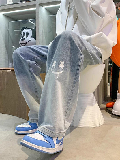 Smiley Graphic Washed Jeans