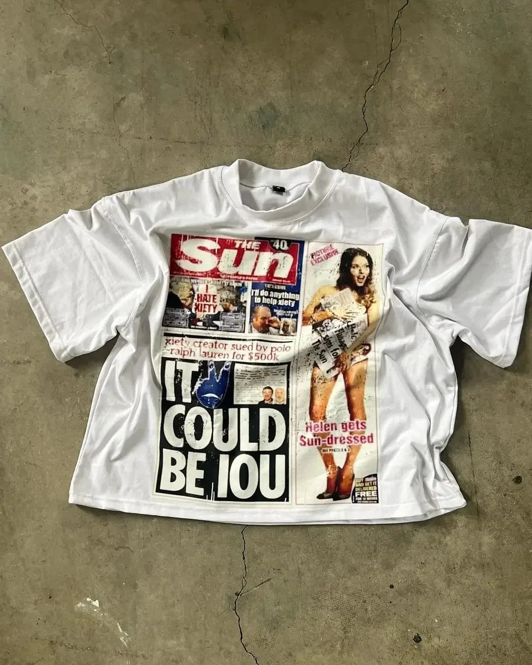 Oversized Graphic Print Cotton Tee