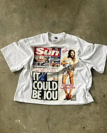 Oversized Graphic Print Cotton Tee