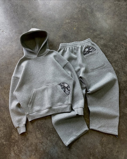 Retro Print Hoodie & Trousers Set