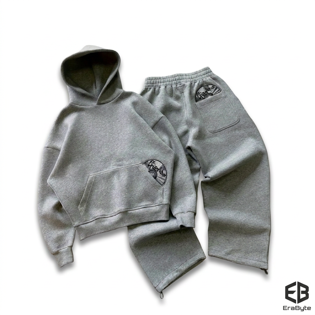 Retro Print Hoodie & Trousers Set