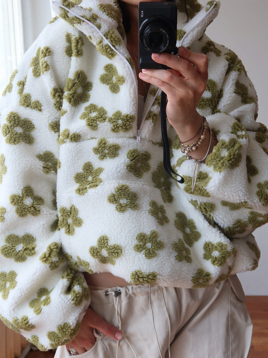 Floral Fleece Drawstring Hooded Pullover - photo 8