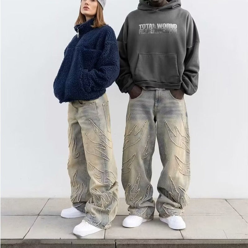 Y2K Bat Embroidered Distressed Jeans - photo 2