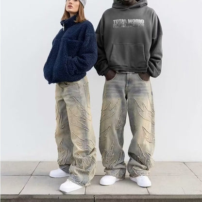Y2K Bat Embroidered Distressed Jeans - photo 2