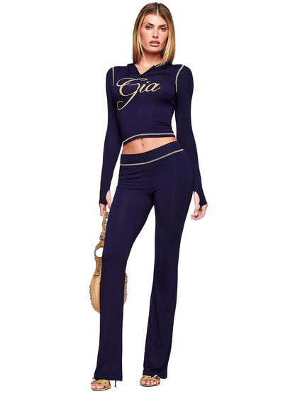 Women's Printed Hooded Tracksuit Set - photo 10
