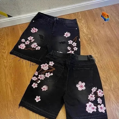 Men's Cherry Blossom Denim Shorts