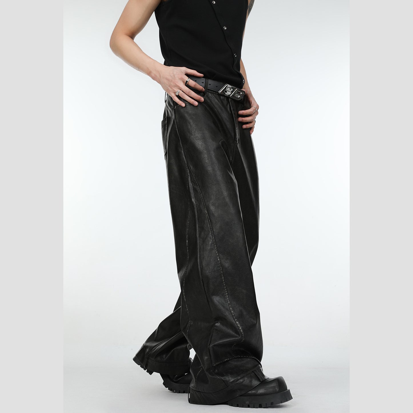 Retro Deconstructed Straight Leg Casual Pants
