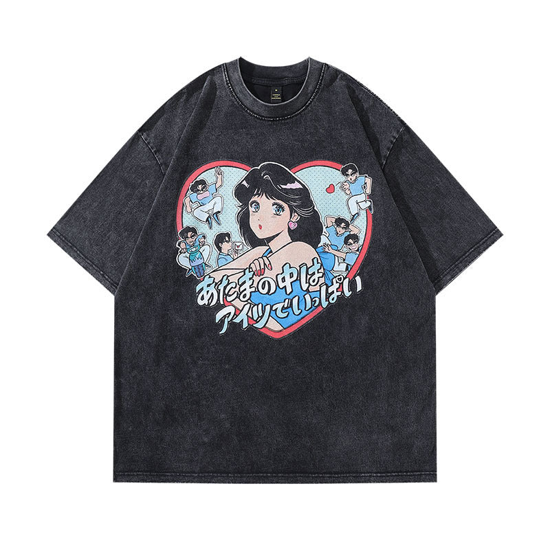 Cartoon Print Washed Tee
