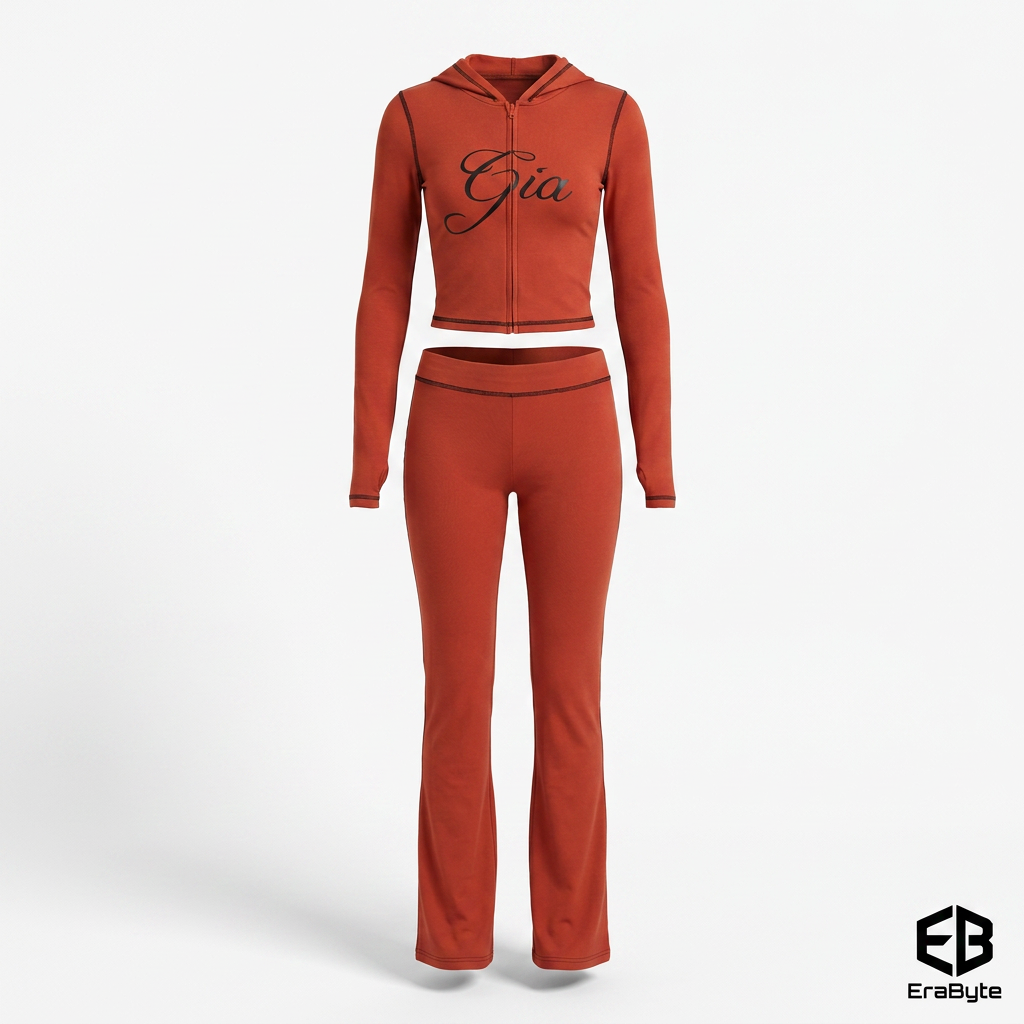 Women's Printed Hooded Tracksuit Set