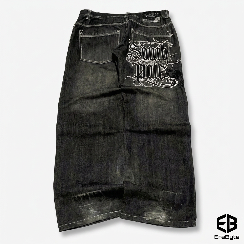 Vintage Letter-Embroidered Loose Jeans