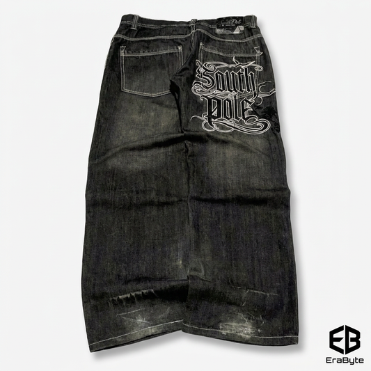 Vintage Letter-Embroidered Loose Jeans