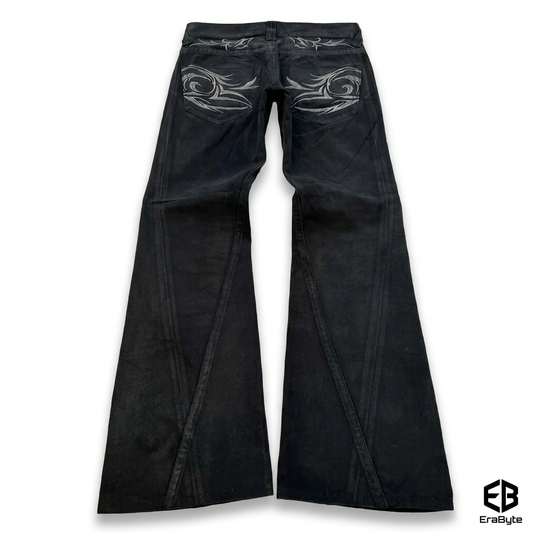 Retro Punk Patchwork Flared Jeans