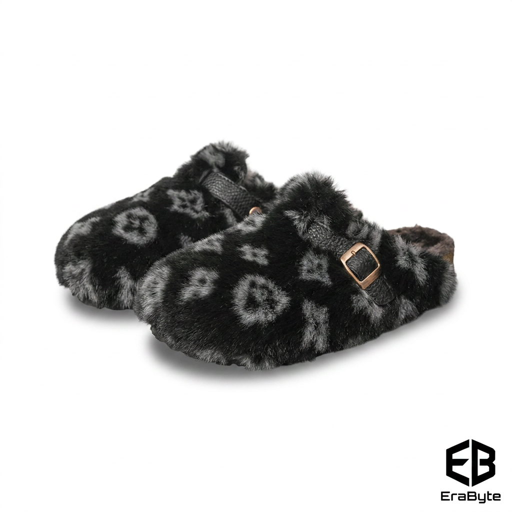 Plush Cotton Slippers with Thick Sole