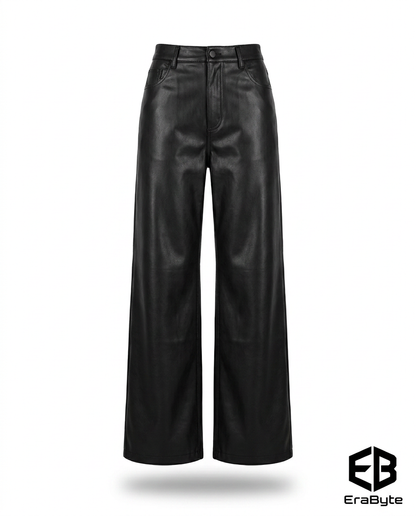 Waxed Coated Black Straight-Leg Jeans
