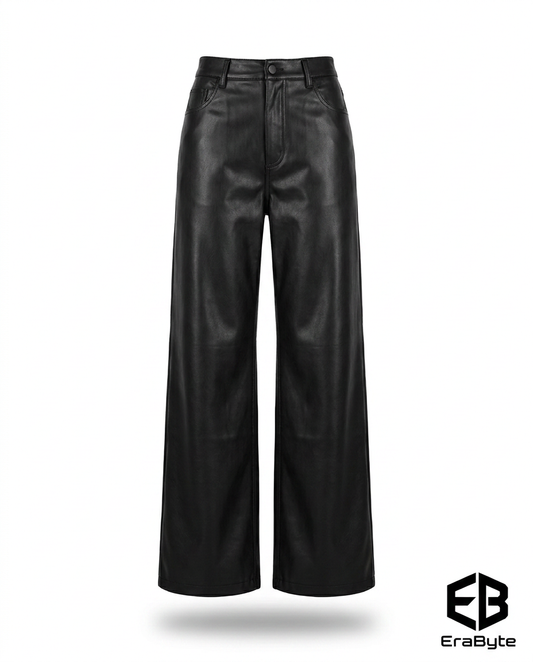 Waxed Coated Black Straight-Leg Jeans