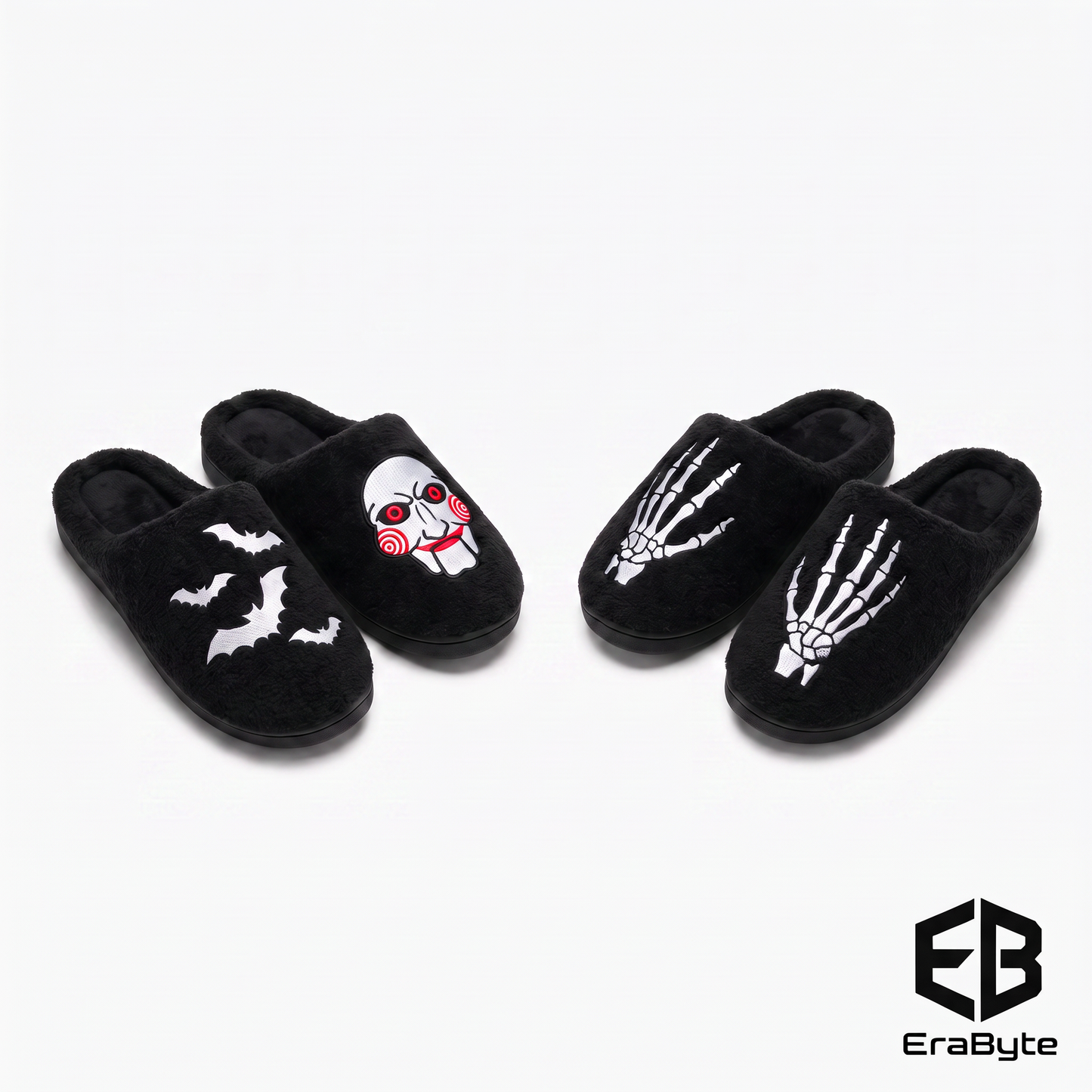 Halloween Cotton Slippers for Men Women Winter Warm Skull Ghost Pumpkin Indoor Home Slippers