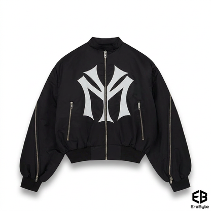 Graphic Print Zip Bomber Jacket