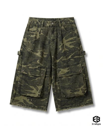 Retro Camouflage Ripped Cropped Jeans