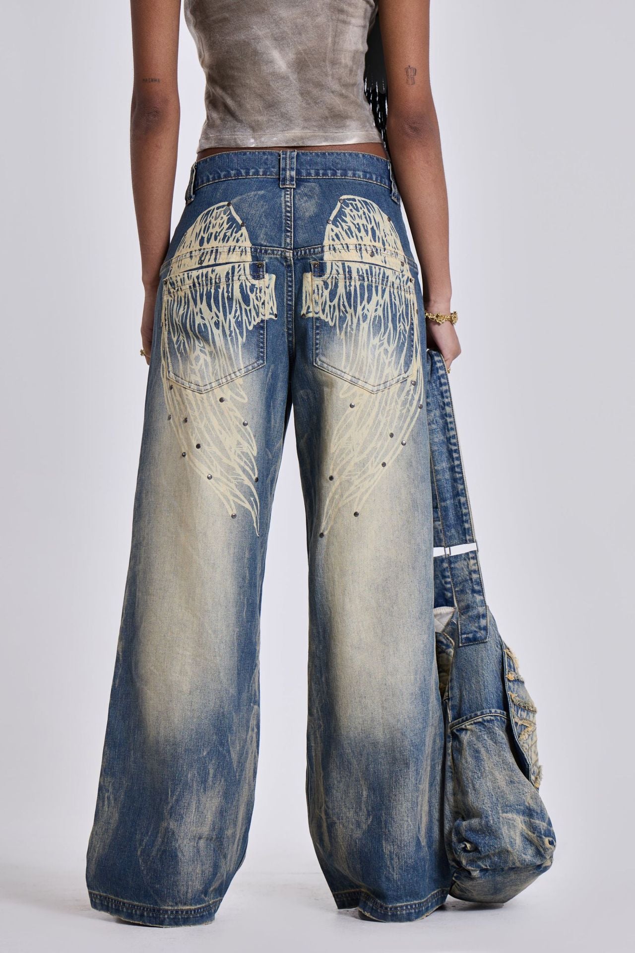 Vintage Gradient Wash Wide Leg Jeans