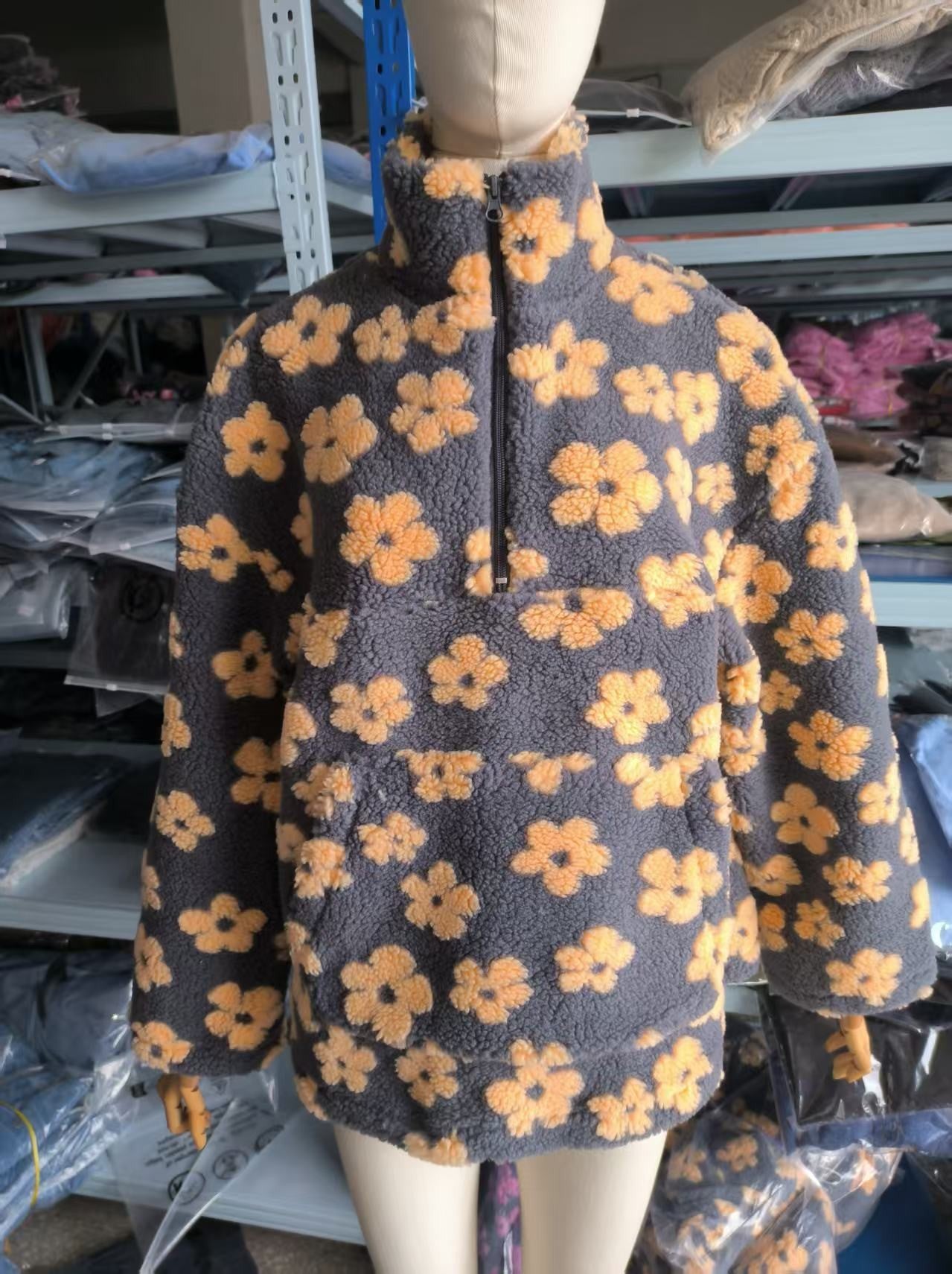 Floral Fleece Drawstring Hooded Pullover - photo 6