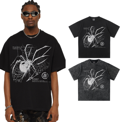 Y2K Spider Print Washed Cotton Tee - photo 7