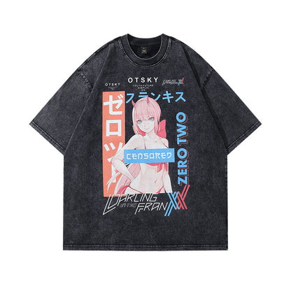 Cartoon Print Washed Tee